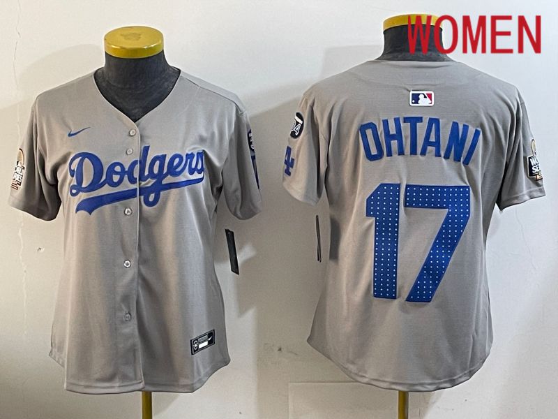 Women Los Angeles Dodgers 17 Ohtani Grey Game 2024 Nike MLB Jersey style 12055